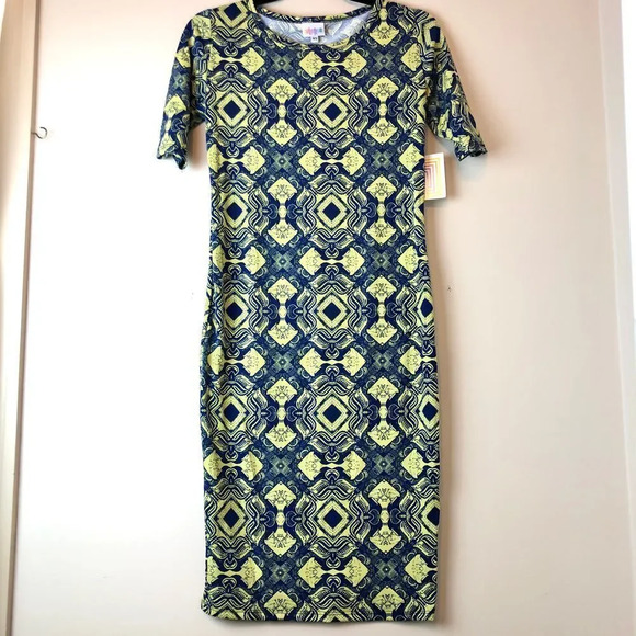 Lularoe | Blue & Yellow Julia Dress - Picture 1 of 4